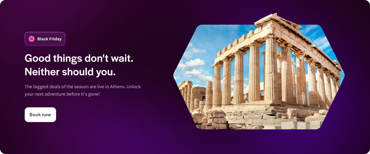 Parthenon in Athens with clear blue sky.